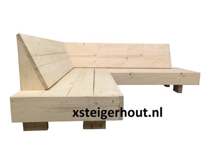 Zwevende hoekbank steigerhout linkerkant
