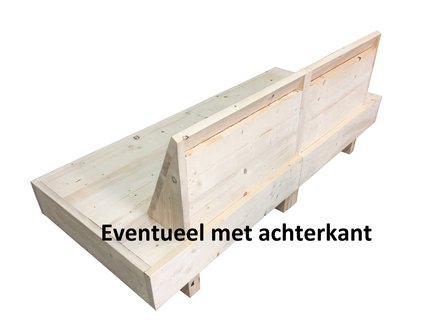 Achterkant schuin zwevende bank steigerhout