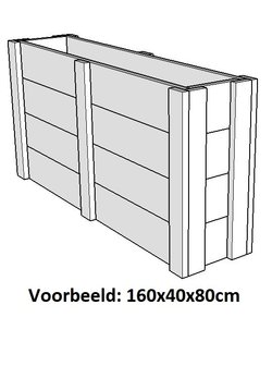 Plantenbak hout 160x40x80cm schuin voorkant 