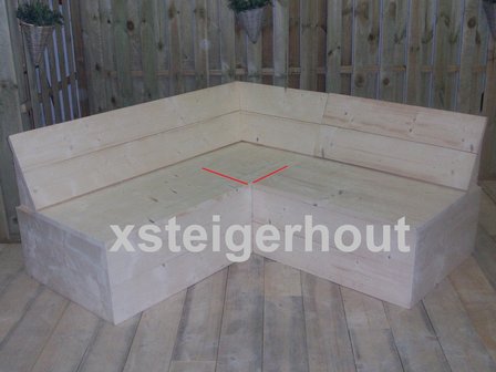 Hoekbank met dichte onderkant met kleppen
