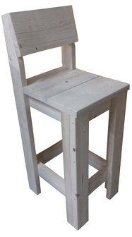 Barkruk met rugleuning steigerhout