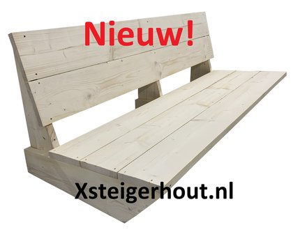 lage steigerhout bank met text in de foto nieuw xsteigerhout