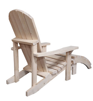 Adirondack chair met voetenbank schuin achterkant