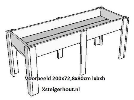 Moestuintafel voorbeeld 200x72,8x80cm