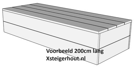 sTeigerhout hocker 200cm lang