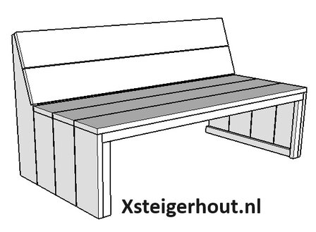 Steigerhout bank met open onderkant zitdiepte 59,5cm