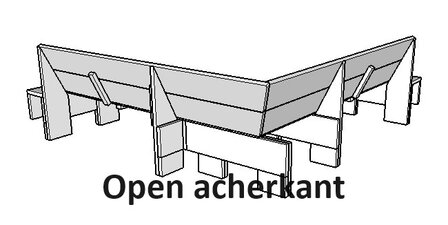 Tekening zwevende hoekbank met open achterkant