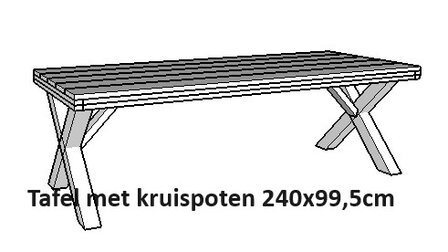 tuintafel 240cm kruispoot tafel