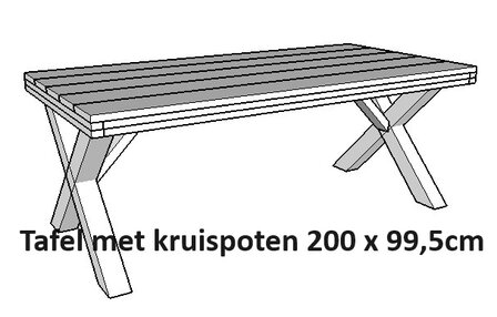 Tekening steigerhout kruispoot tafel