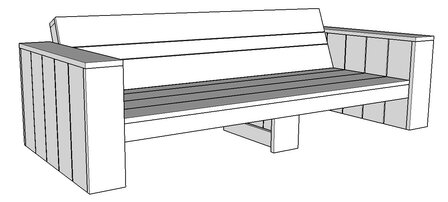 Loungebank steigerhout voor kussens 73x73 tekening