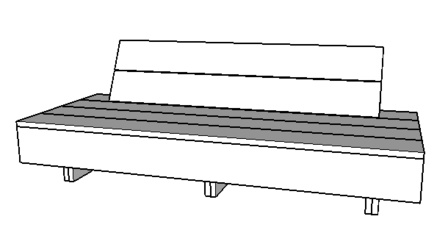 Zwevende loungebank steigerhout tekening