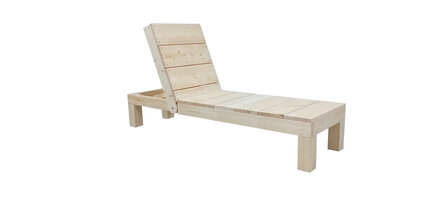 Ligbed steigerhout leuning hoogste stand