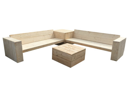 Hoekbank met hoektafel en hocker