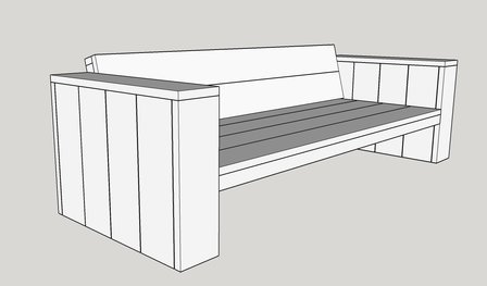 Steigerhout loungebank met zitting 70 cm diep