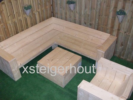 Loungeset steigerhout met hoekbank