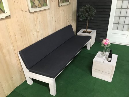 Steigerhout bank wit met kussens