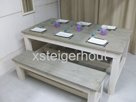 Tuinset steigerhout grey en white wash