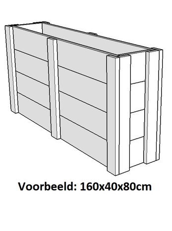 Plantenbak hout 160x40x80cm schuin voorkant 