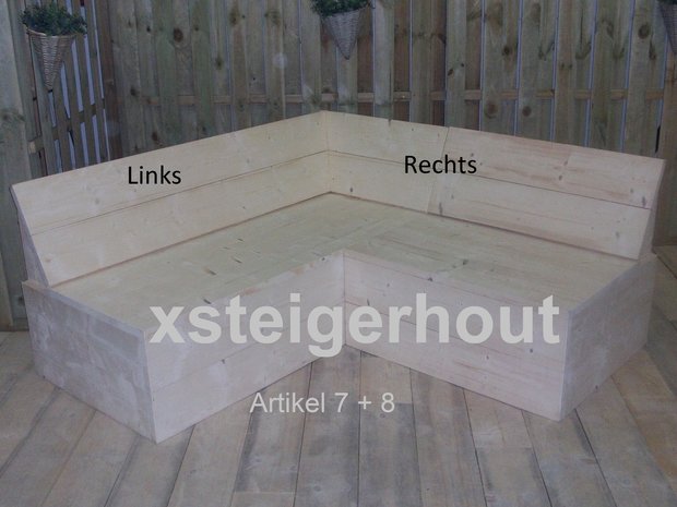 Steigerhout hoekbank met dichte onderkant links en rechts