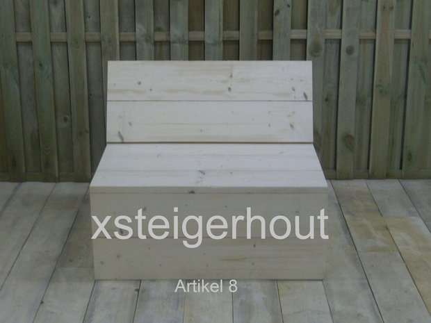 Rechte steigerhout bank zonder armleuningen