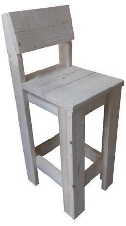 Barkruk met rugleuning steigerhout