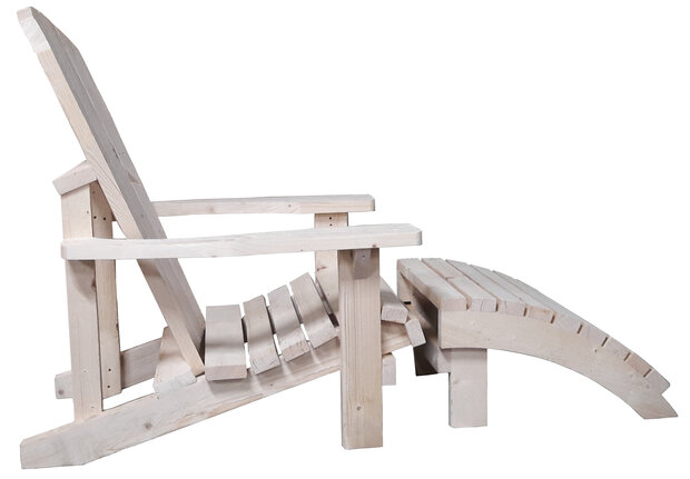 Adirondack chair with footstool zijkant