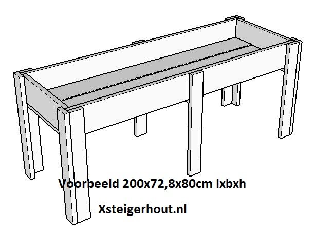 Moestuintafel voorbeeld 200x72,8x80cm