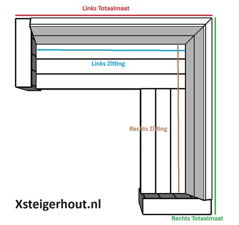 Hoekbank steigehout links en rechts 