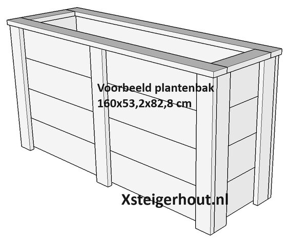 Plantenbak op maat steigerhout 82,8cm hoog