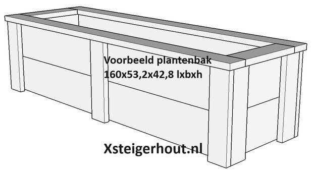 Voorbeeld plantenbak 42,8cm hoog