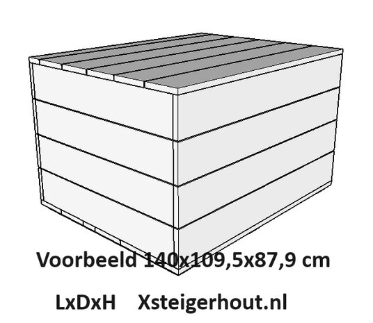 Steigerhout kist tekening 140cm lang