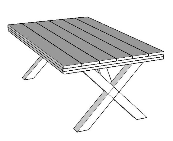 Tafel met kruispoten op maat 119,5cm breed