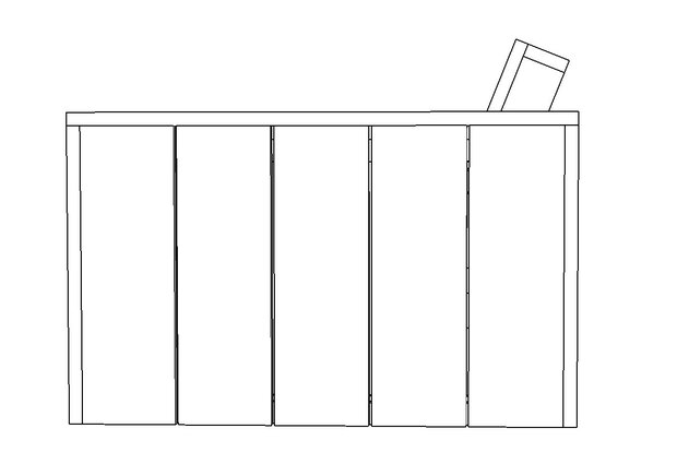 Steigerhout loungebank zijkant tekening