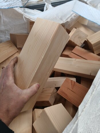 een hand met brandhout