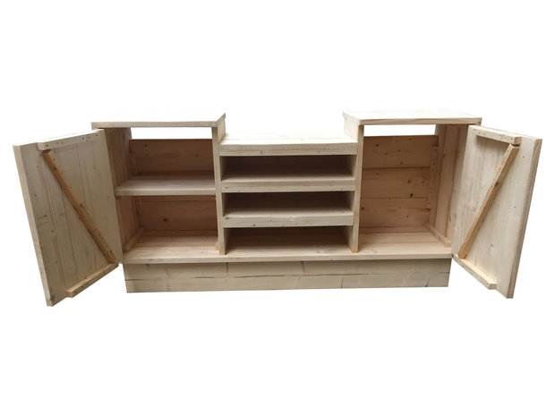 bbq meubel steigerhout met deuren open