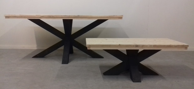 Eettafel matrix en salontafel matrix steigerhout