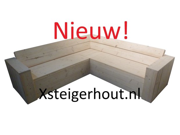 Nieuw steigerhout hoekbank met opbergruimte