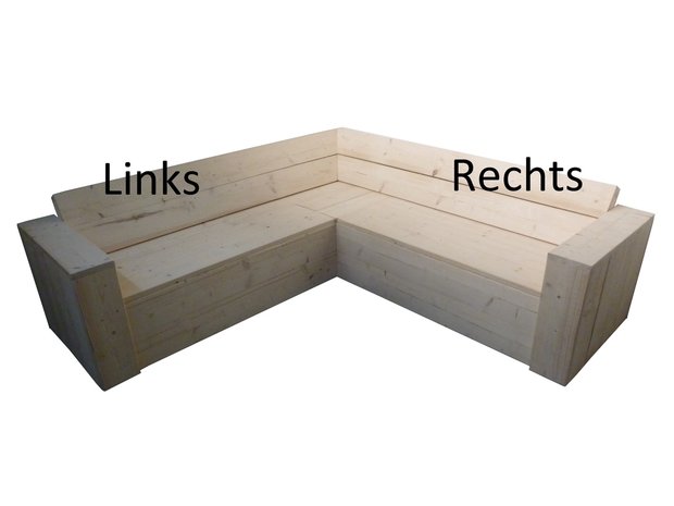 Hoekbank steigerhout met opbergruimte (links x rechts)