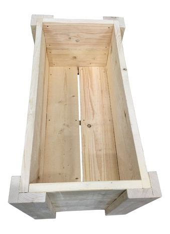 Houten plantenbak binnenkant