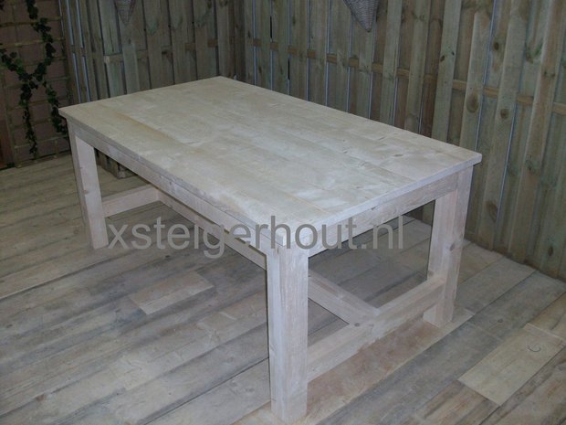 Steigerhout tafel klooster model zijaanzicht
