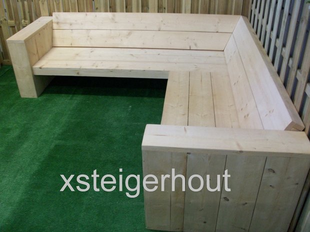 Hoekbank steigerhout zijkant