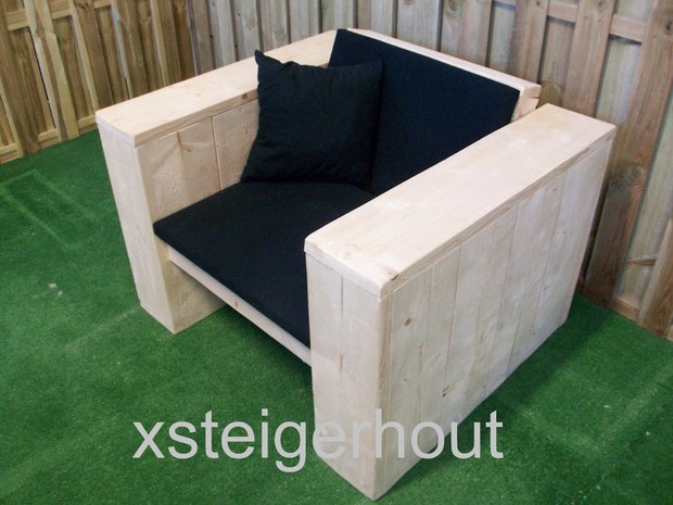 loungestoel steigerhout met kussens