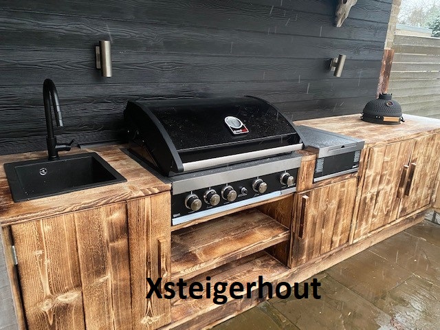 Schuine streep Oppervlakte januari Buitenkeuken van 2x bbq meubel steigerhout - xsteigerhout