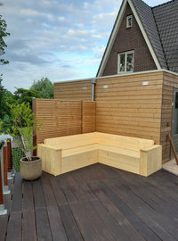 Steigerhout bank op vlonder