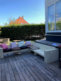 Grote steigerhout hoekbank