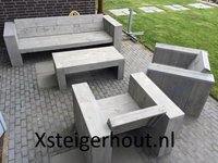 Loungeset steigerhout met 2 stoelen