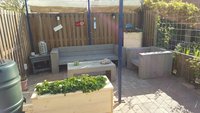 Steigerhout loungeset met plantenbakken