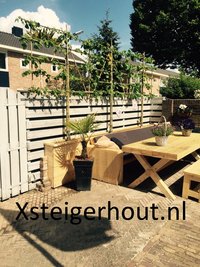 Lange smalle steigerhout plantenbak