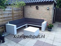 Steigerhout hoekbank met kussens set