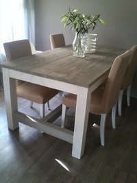 Steigerhout tafel kloostertafel grijs wit